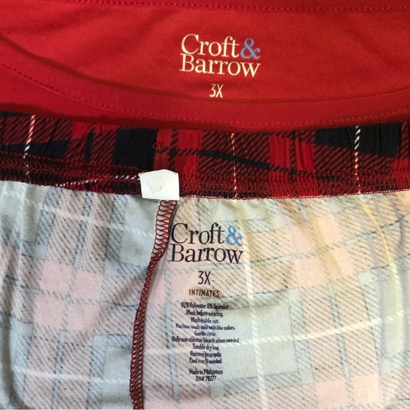 Croft & Barrow | 2pc Pajama Set Scotty Dog Red Plaid Size 3X - Picture 3 of 3